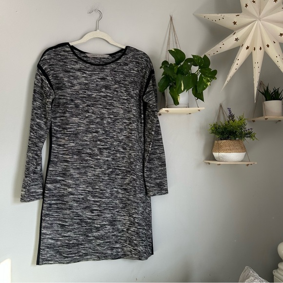 🩷ATHLETA RETREAT LONG SLEEVE GRAY BLACK HEATHER BODY CON MIDI DRESS SIZE SMALL - Picture 4 of 9